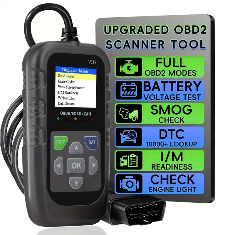 Power Supply Tester - Сканер OBD2 V119, считыватель кодов, автомобильный